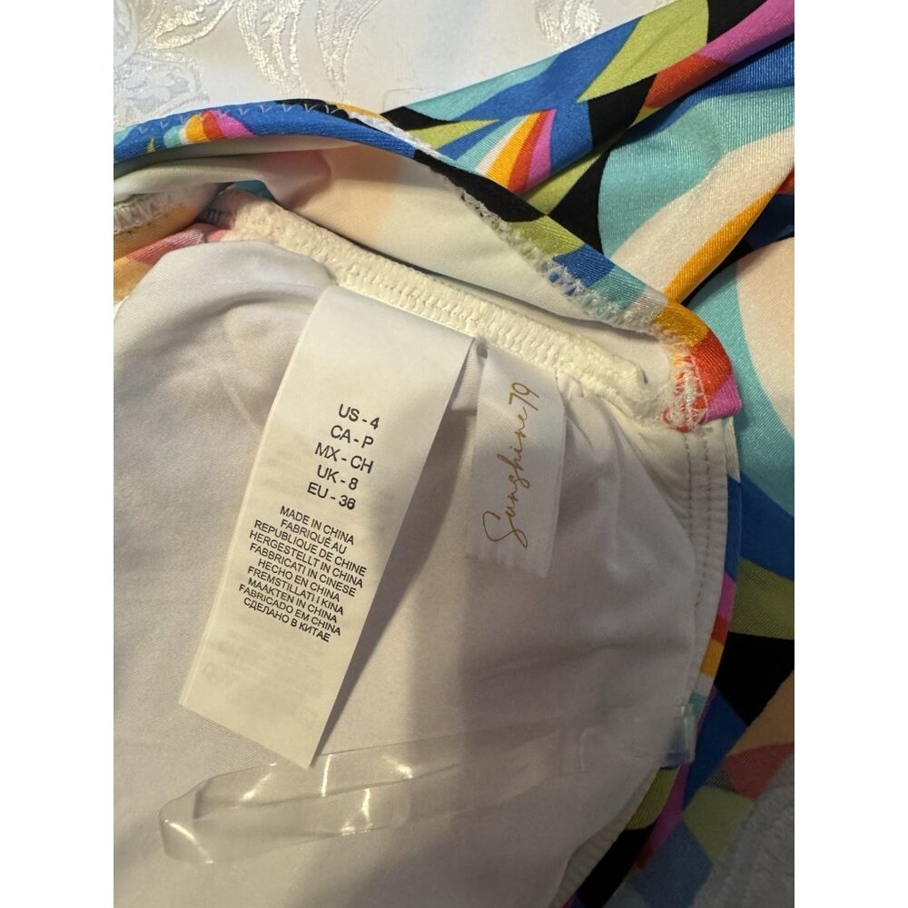 Sunshine 79 Hang Loose Bandeau Tankini Top Colorful Charm Ties Size 4 NEW - Picture 11 of 12